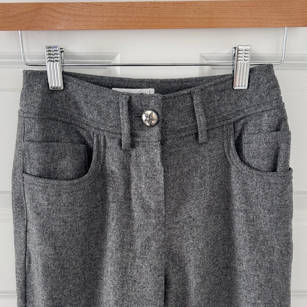 Vintage CHANEL 100% Wool Gray Straight Leg Pants - Picture 4 of 13